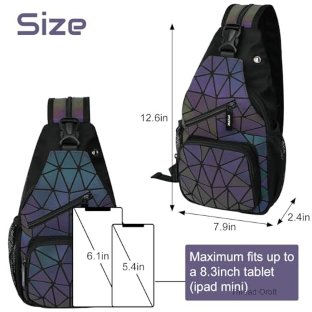 Geometric Luminous Backpack Reflective Daypack Cr… - image 5